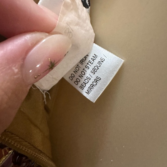 Y2K Vintage Boho Dolce Jovani Silk Beaded Front Slit Earth Tomes Size 4 Dress - Picture 13 of 16